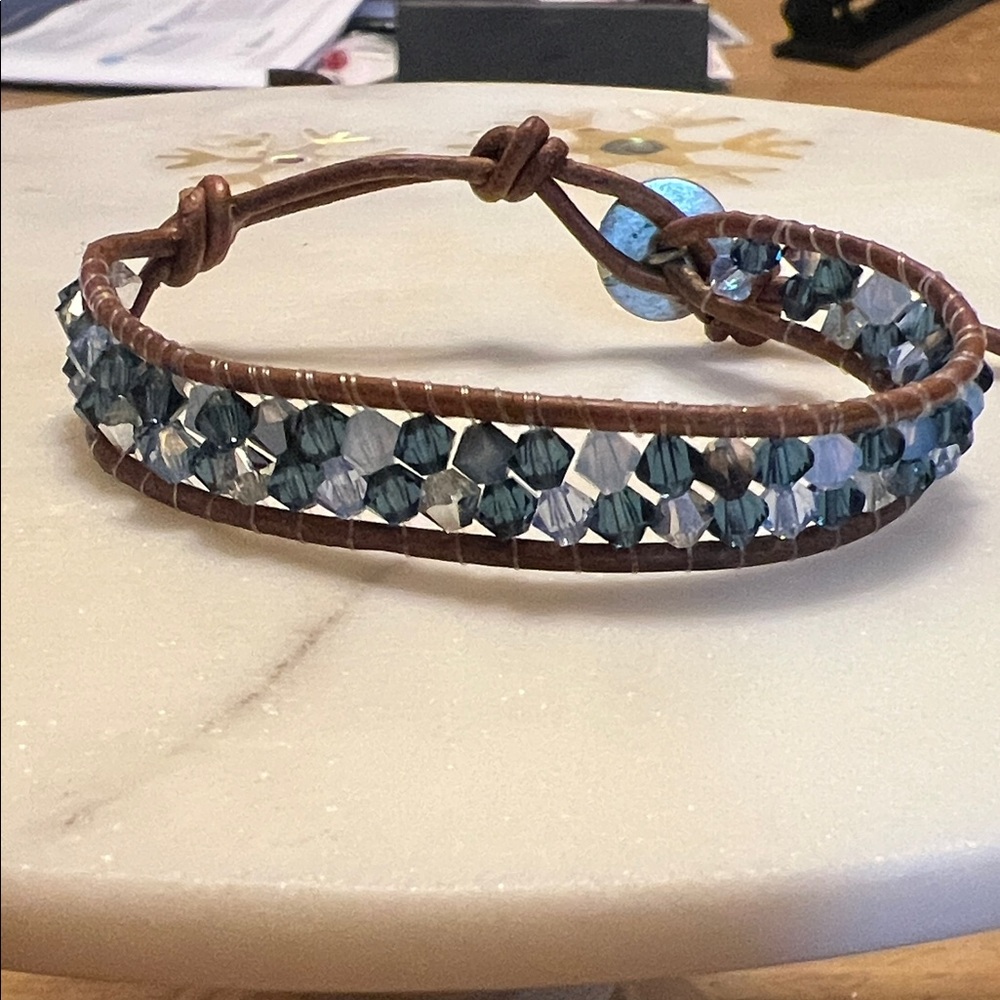 Elegant Blue and Brown Beaded Bracelet